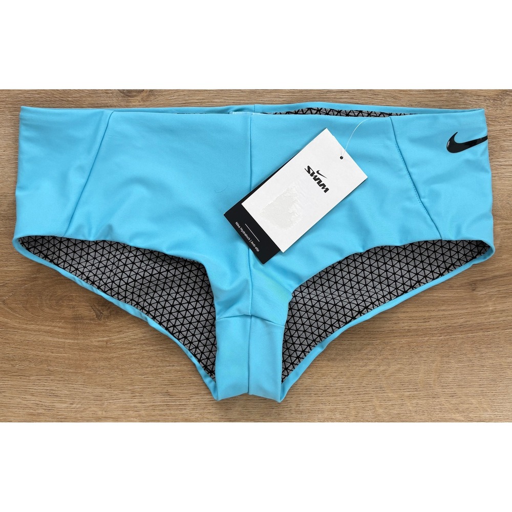 NWT Women's Nike Swim Hydralock Anti-Slip Bikini Bottoms - Medium - Blue